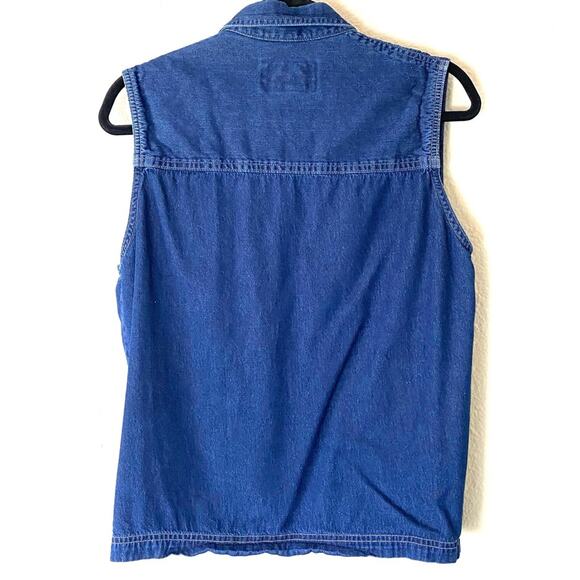 Harley-Davidson Denim Sleeveless Button-Up Top Size Large - Picture 2 of 5
